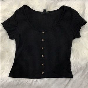 5/$10 Forever21 Black Button Down Crop Top